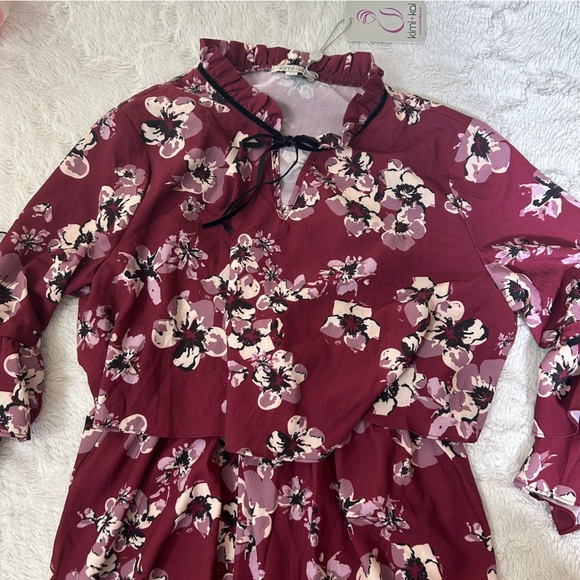 NWT Kimi & Kai Maternity Nursing Floral Tiered Panel Tunic Flutter Sleeve Medium - Picture 3 of 12